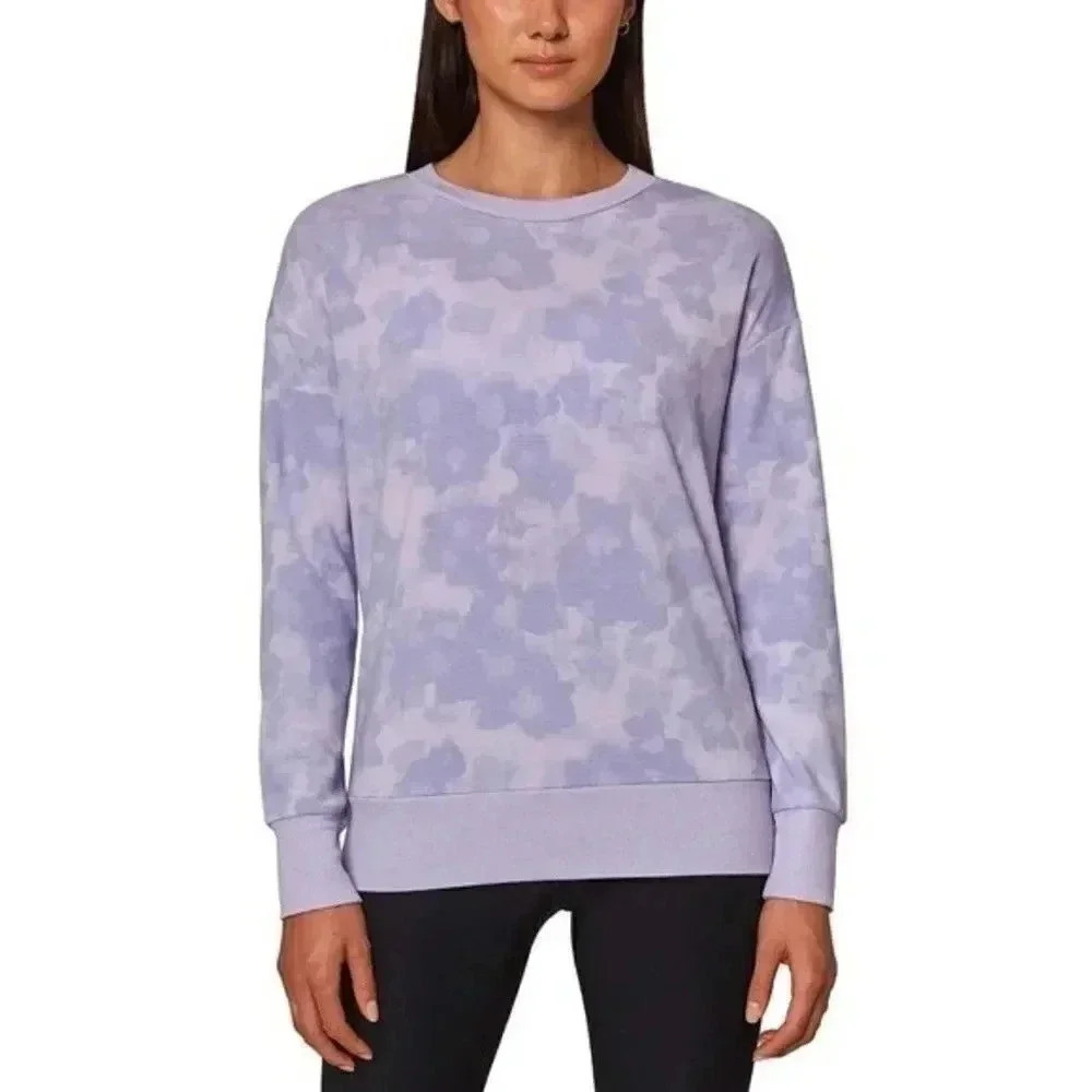 NWT Mondetta Women's Printed Crewneck Active Sweatshirt in Purple , size L